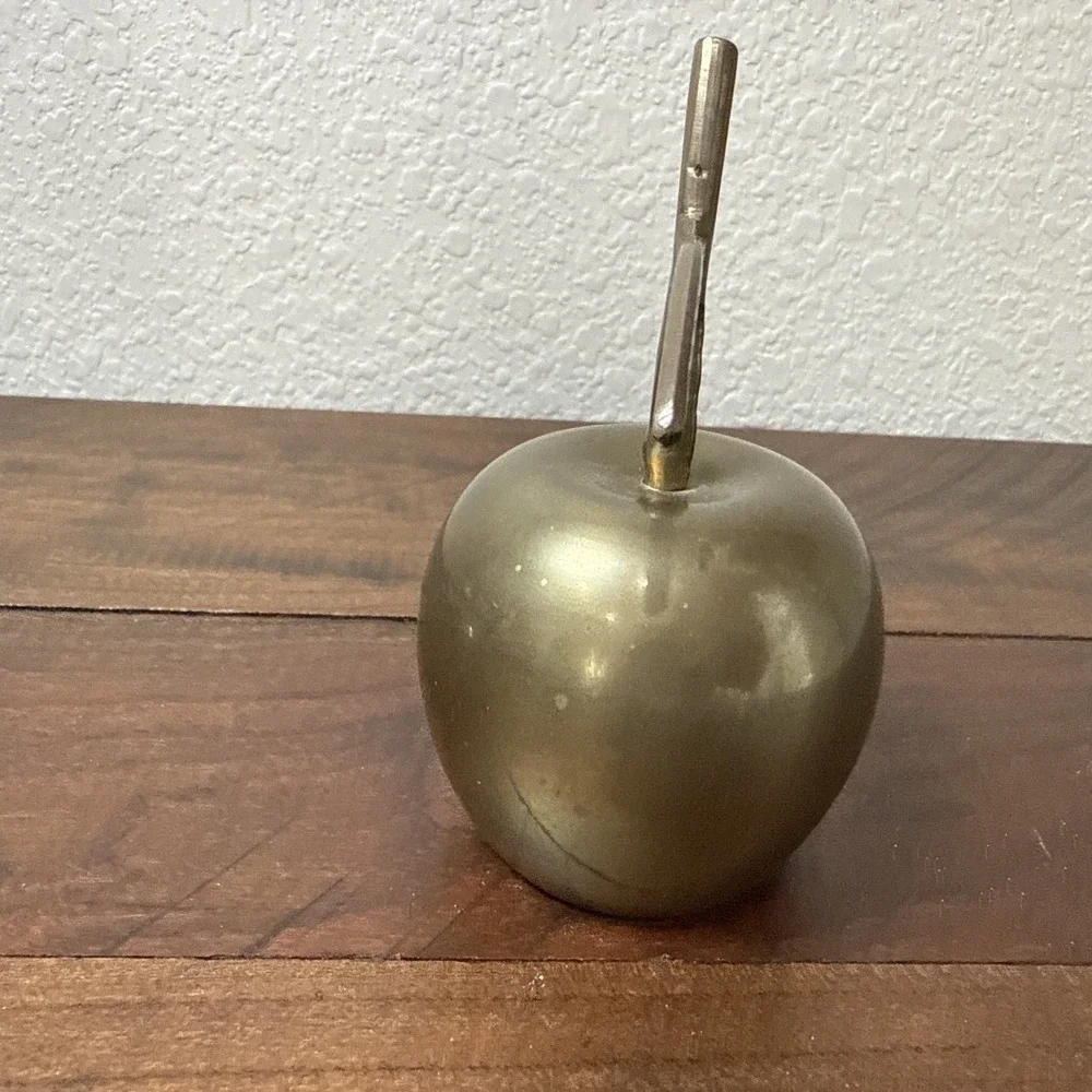 Vintage Brass Apple Bell with Nice Patina and Ring Tone